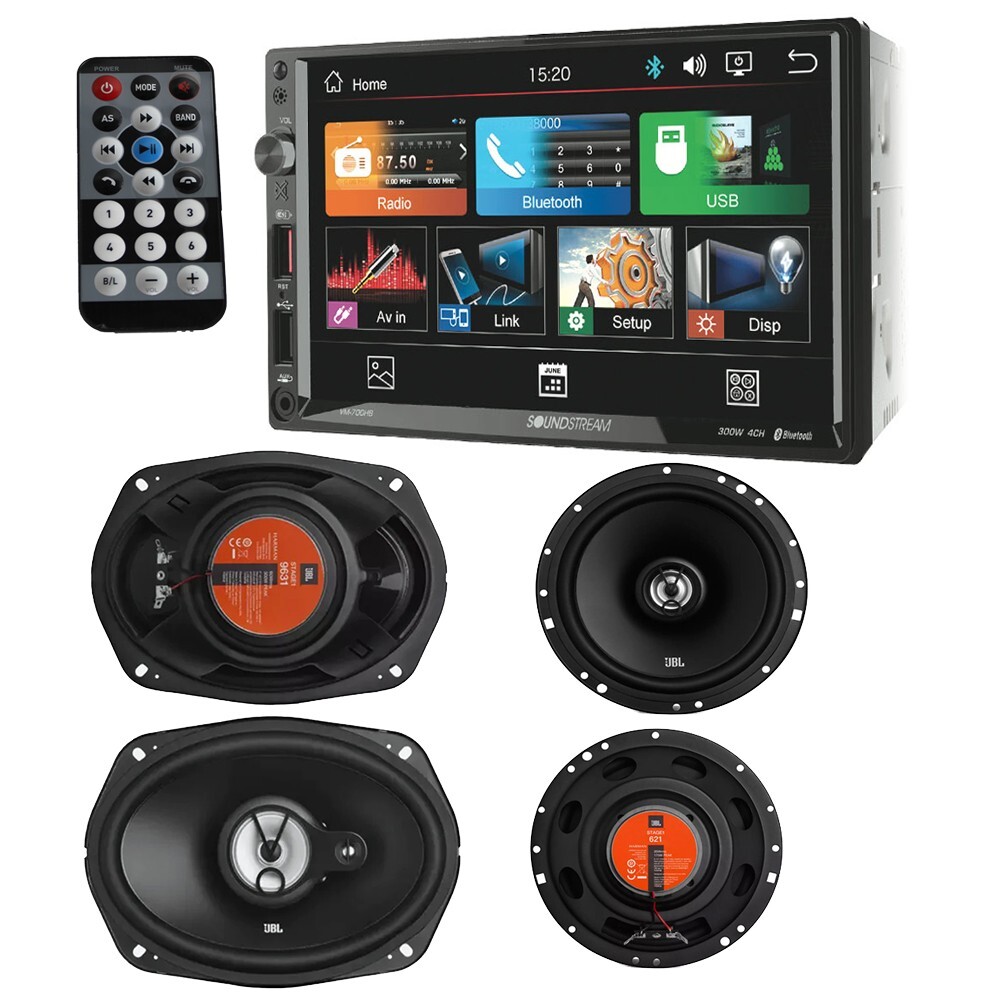 JBL 6.5″+ 6×9″ Car speakers & 7″ Double DIN Bluetooth USB Car Stereo Radio