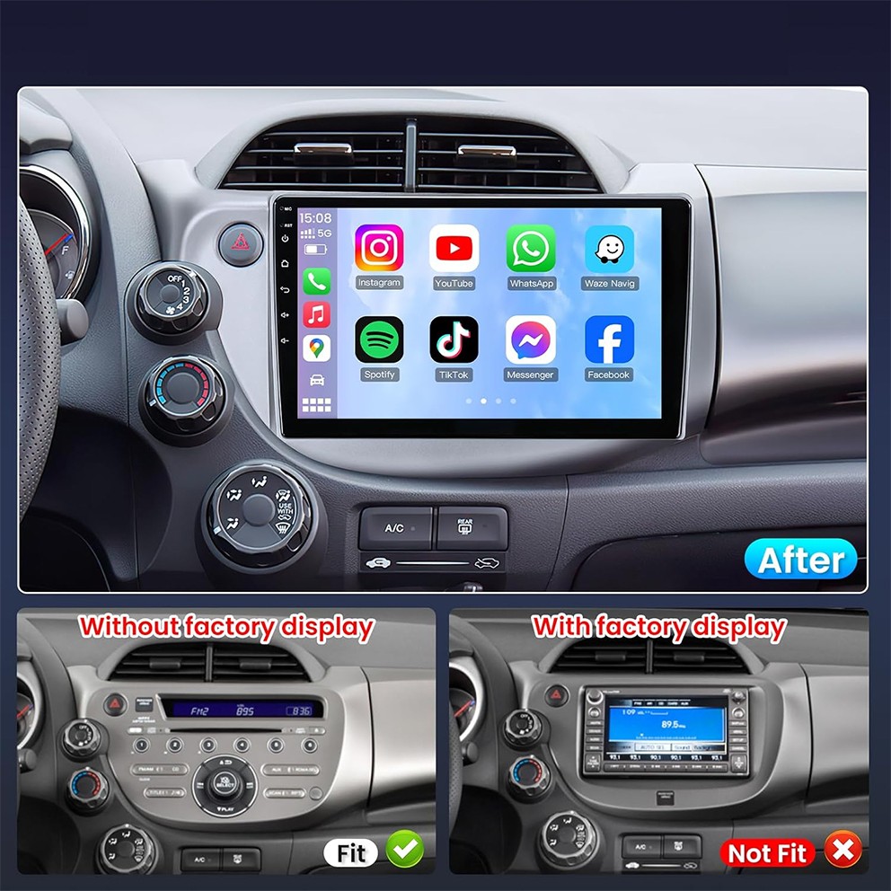 Android Car Stereo Radio Apple CarPlay GPS Player For Honda Fit Jazz 2009-2013