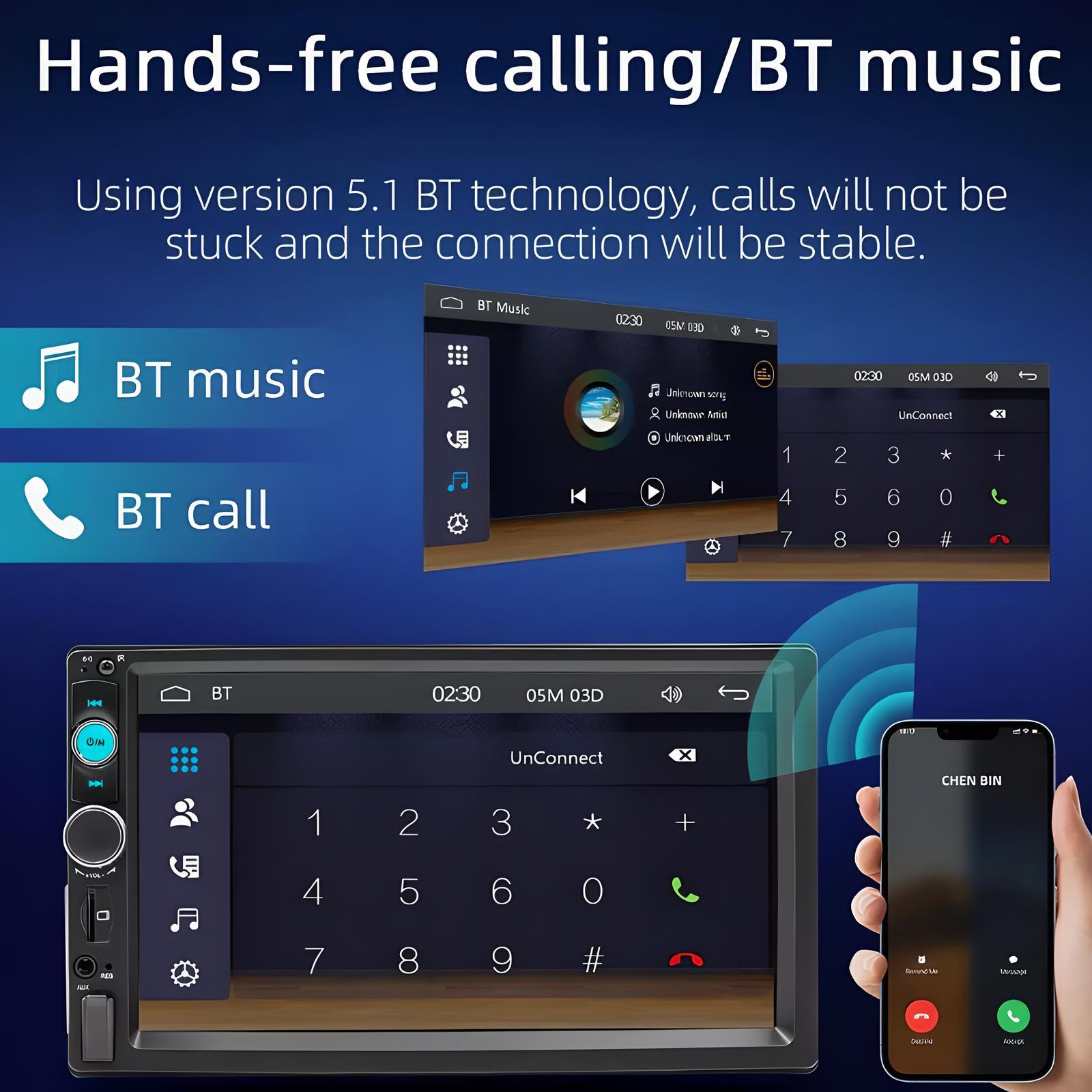 7″ Single 1Din Touch Screen Car Stereo Radio For Apple/Android CarPlay Bluetooth