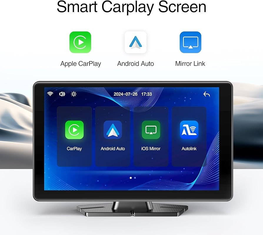 Portable 9″ Wireless Stereo Apple Carplay / Android Touchscreen, Voice Control