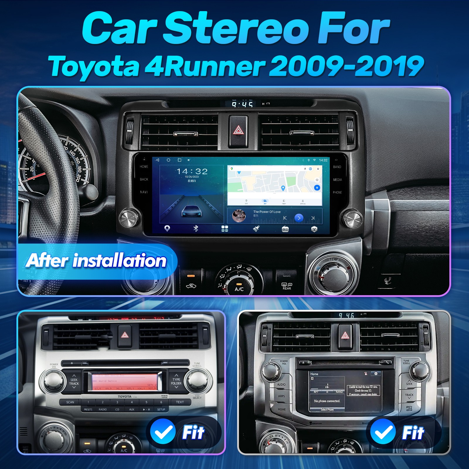 10.33″ For Toyota 4Runner 2010-2019 Apple CarPlay Car Radio Stereo GPS 6GB+128GB