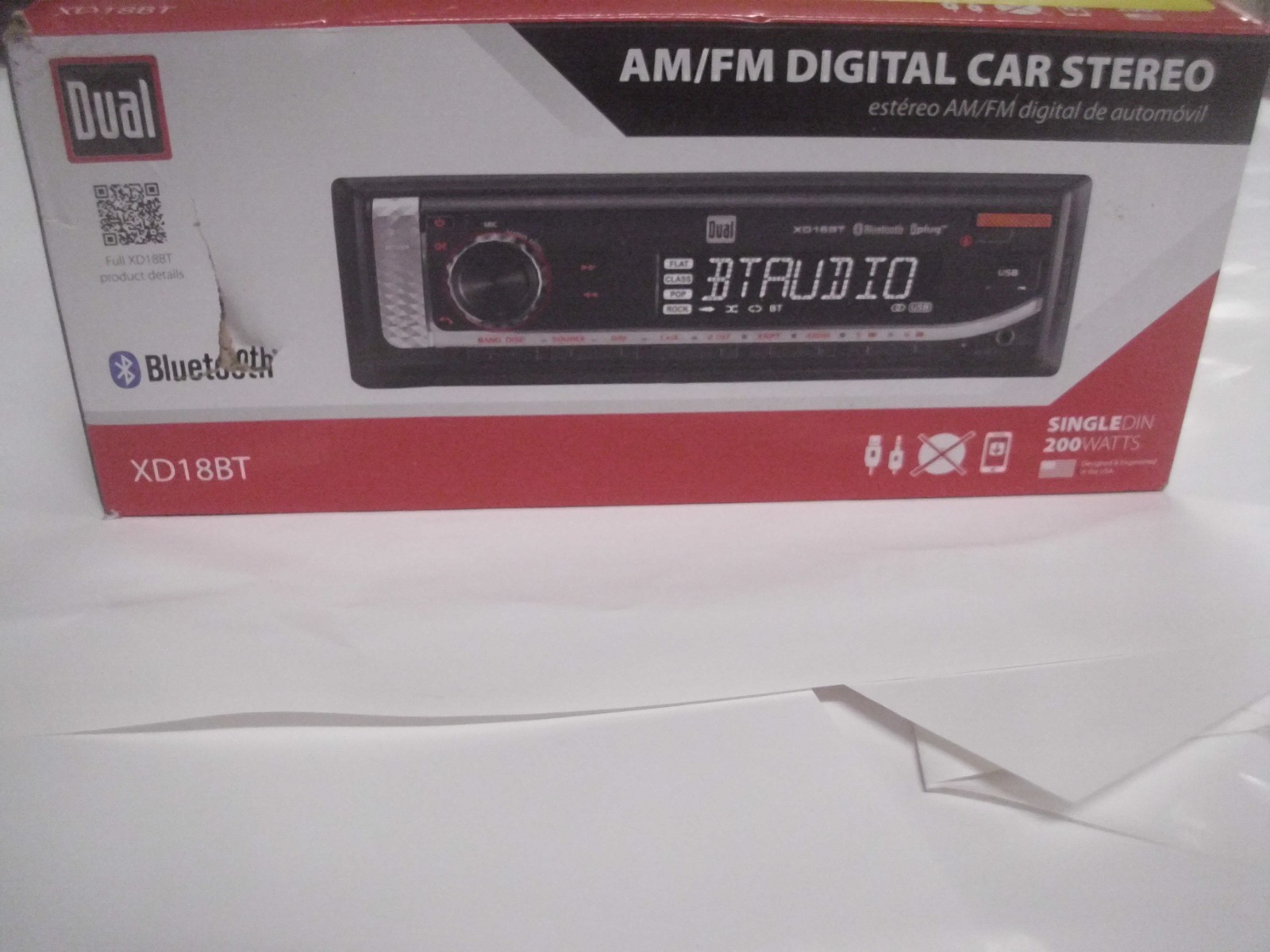 Dual Electronics XD18BT Single DIN Car Stereo Head Unit with Bluetooth, USB,
