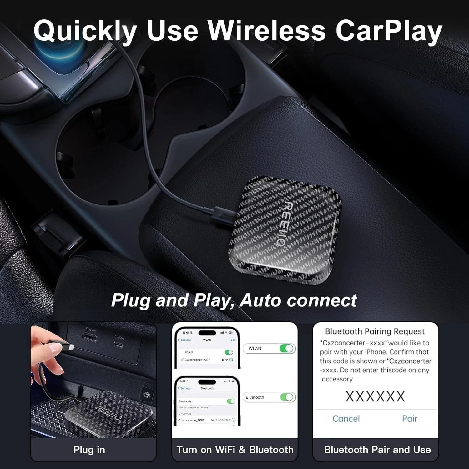 Wireless CarPlayBox with Netflix/YouTube/TF Card Slot Convert Wired CarPlay t…