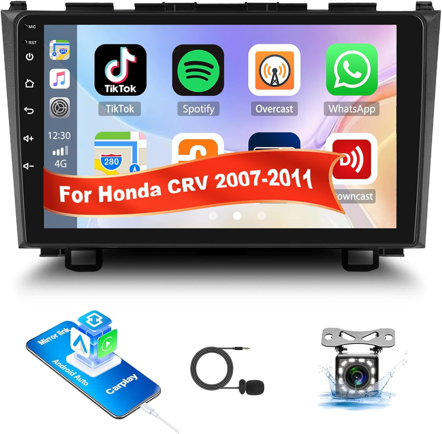 Car Stereo for Honda CRV 2007-2011 Car Radio,Mp5 Player with Apple Carplay Andro