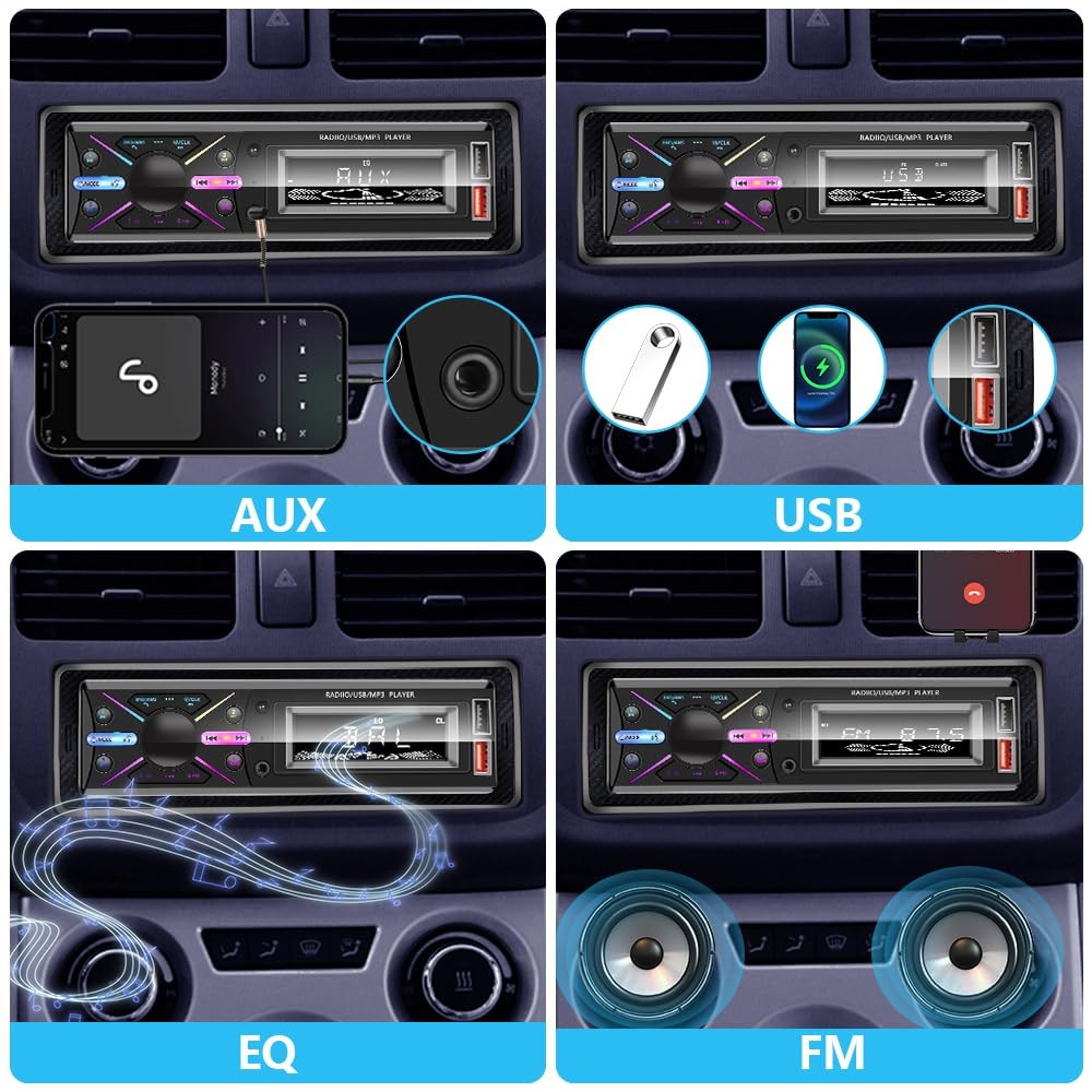 Single Din Car Audio System with APP Control MP3 Player for Car Stereo Radio …