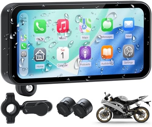 6.25″ Wireless Motorcycle CarPlay Screen with Android Auto,Built-in TPMS,IP67