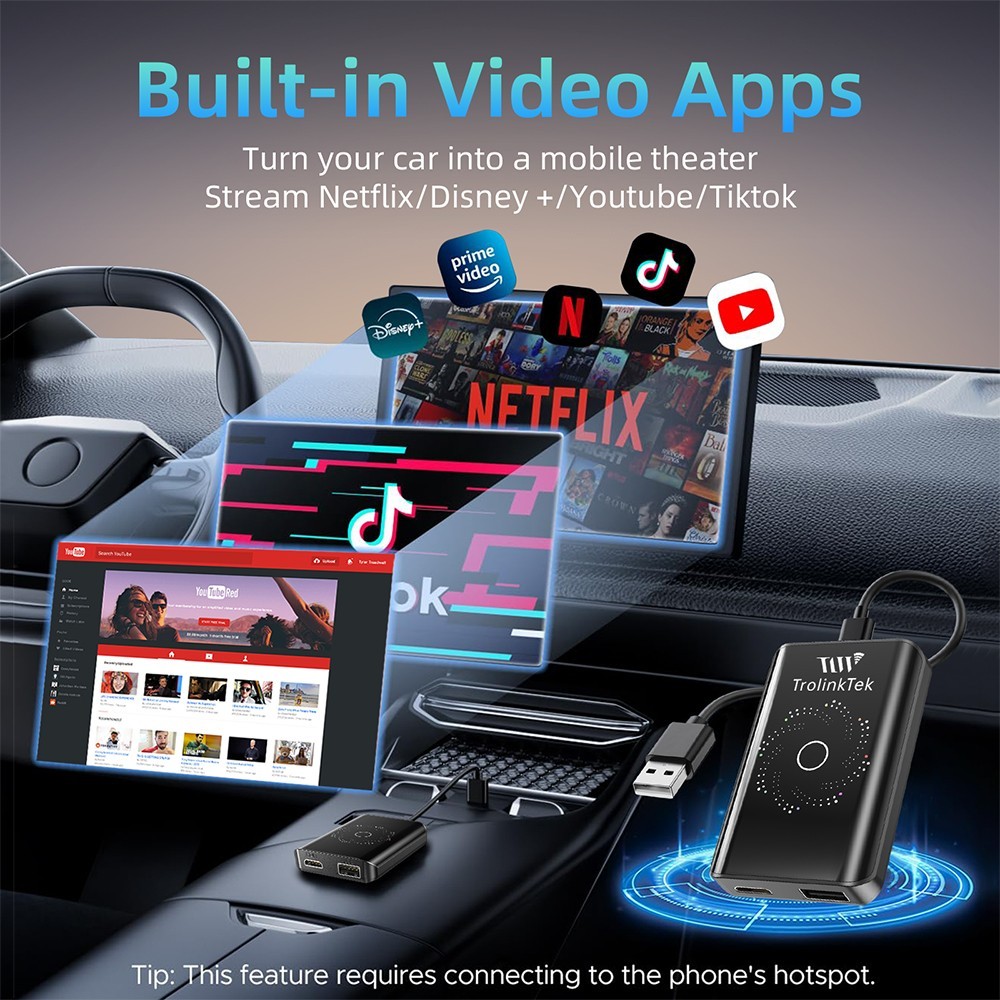 3 in 1 Ai Box Carplay/Android Auto Wireless Adapter Video Box Netflix-YouTube