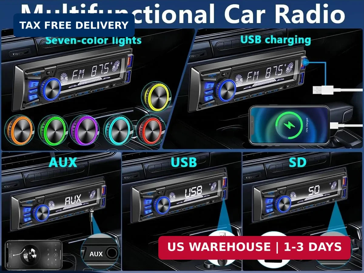 Car Radio Bluetooth Single DIN Car Stereo with Bluetooth,Car Audio with Push to