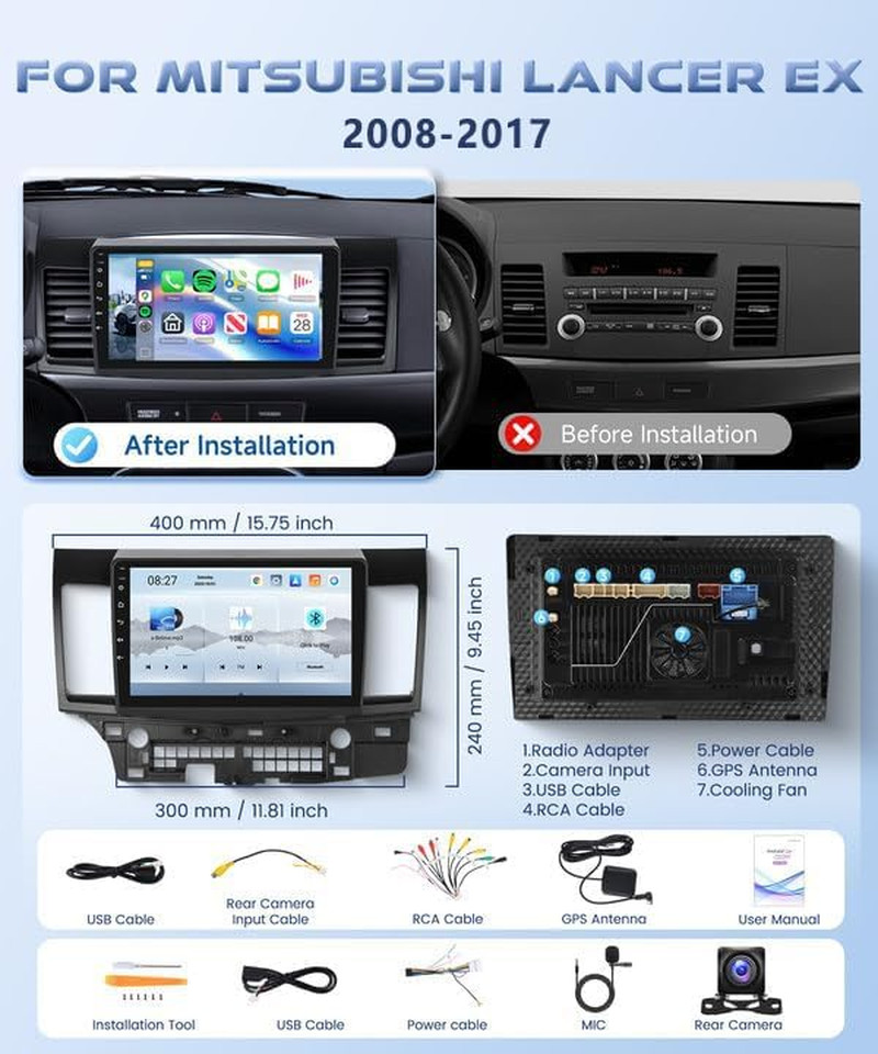 8Core 4G+64G Qual-Comm Snapdragon Chip Car Radio Stereo for Mitsubishi Lancer 20