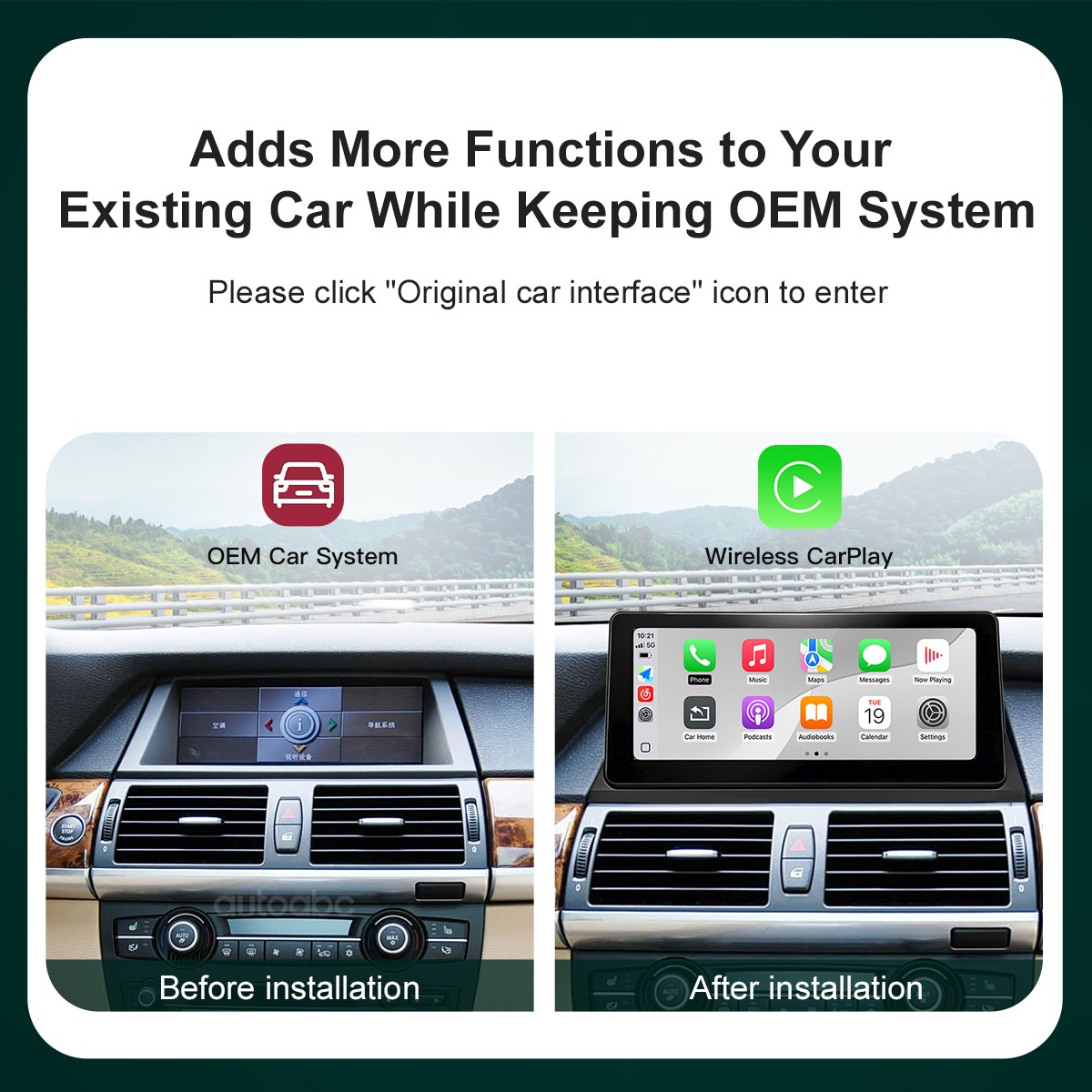 Wireless CarPlay Android Auto For BMW X5 E70 X6 E71 10.25-inch screen