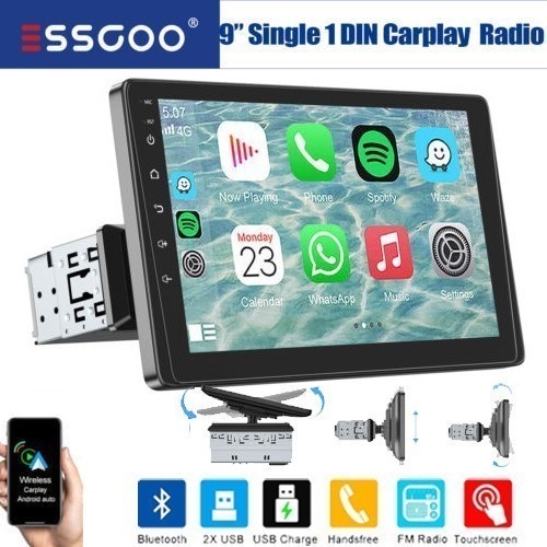 9″ Single DIN Android Auto Car Stereo Apple Carplay USB AUX Touch Screen AUX BT