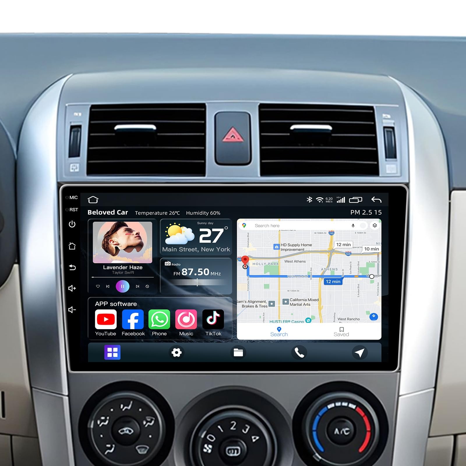 Toyota Corolla 2009-2013 Car Radio, 9 Inch Wireless Carplay, Bluetooth GPS