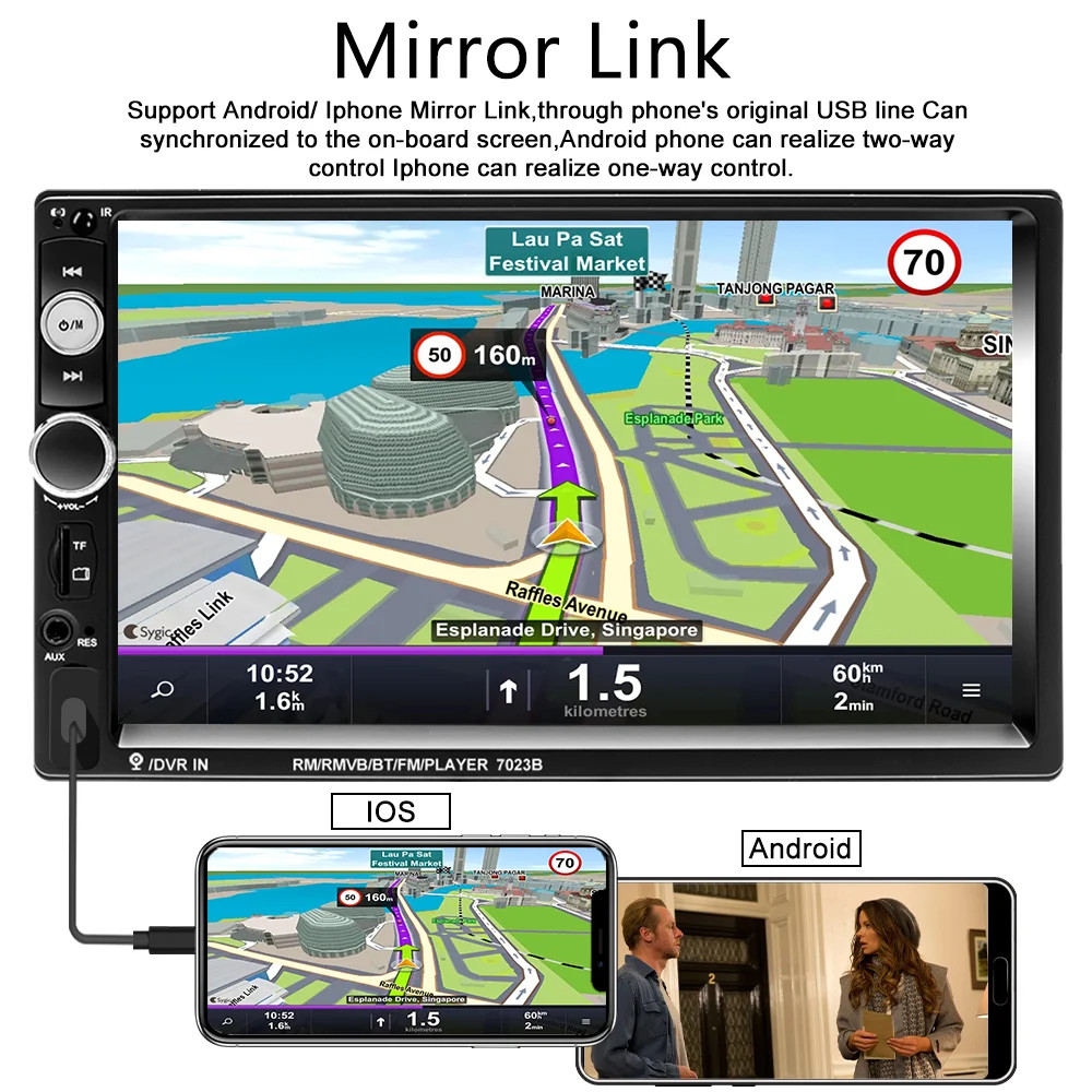 Car Stereo Double Din Car Radio 7 Inch MP5 Player with HD Touch Screen Digital D