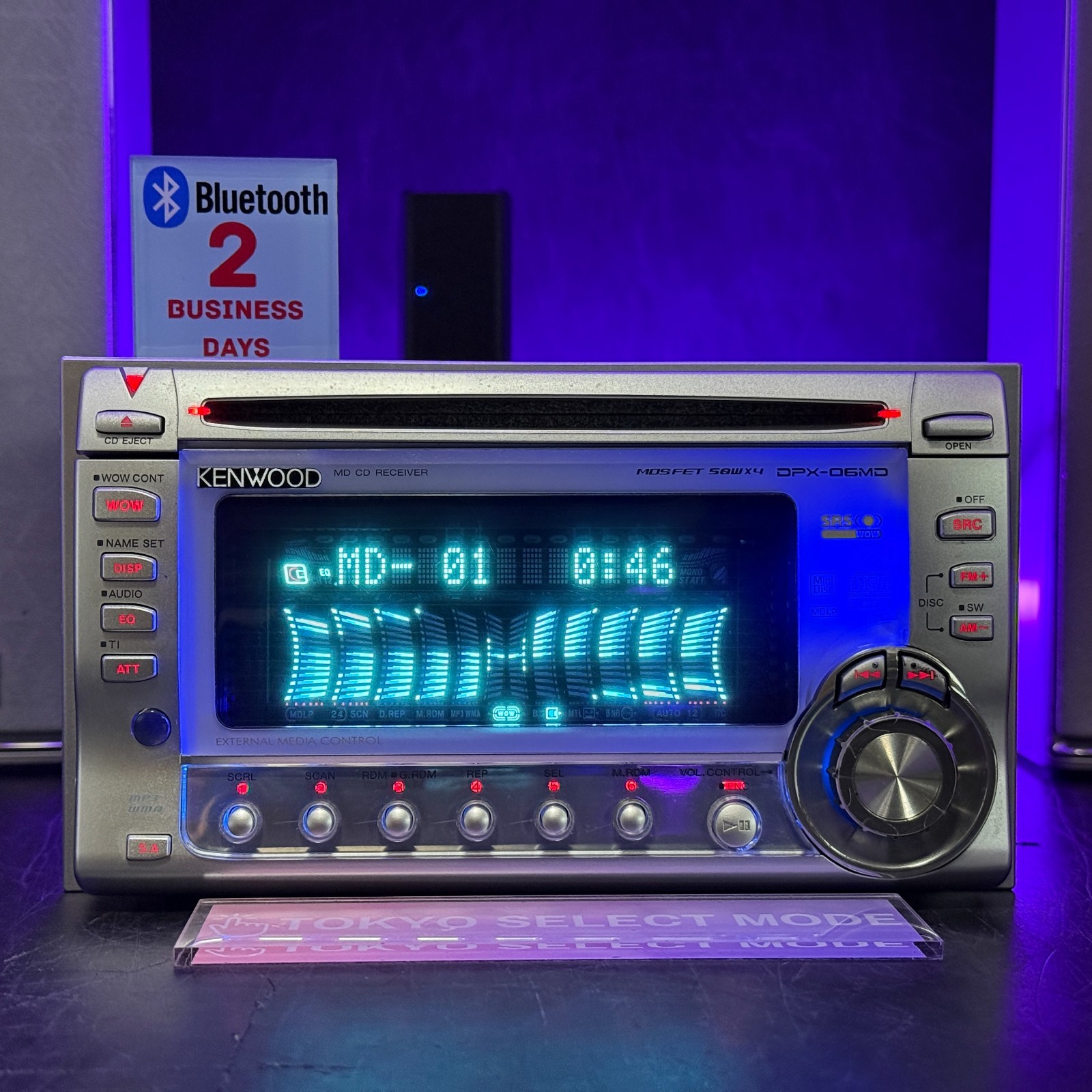 KENWOOD DPX-06MD 2DIN Car Audio CD MD Player JDM Added Bluetooth Tested In Stock