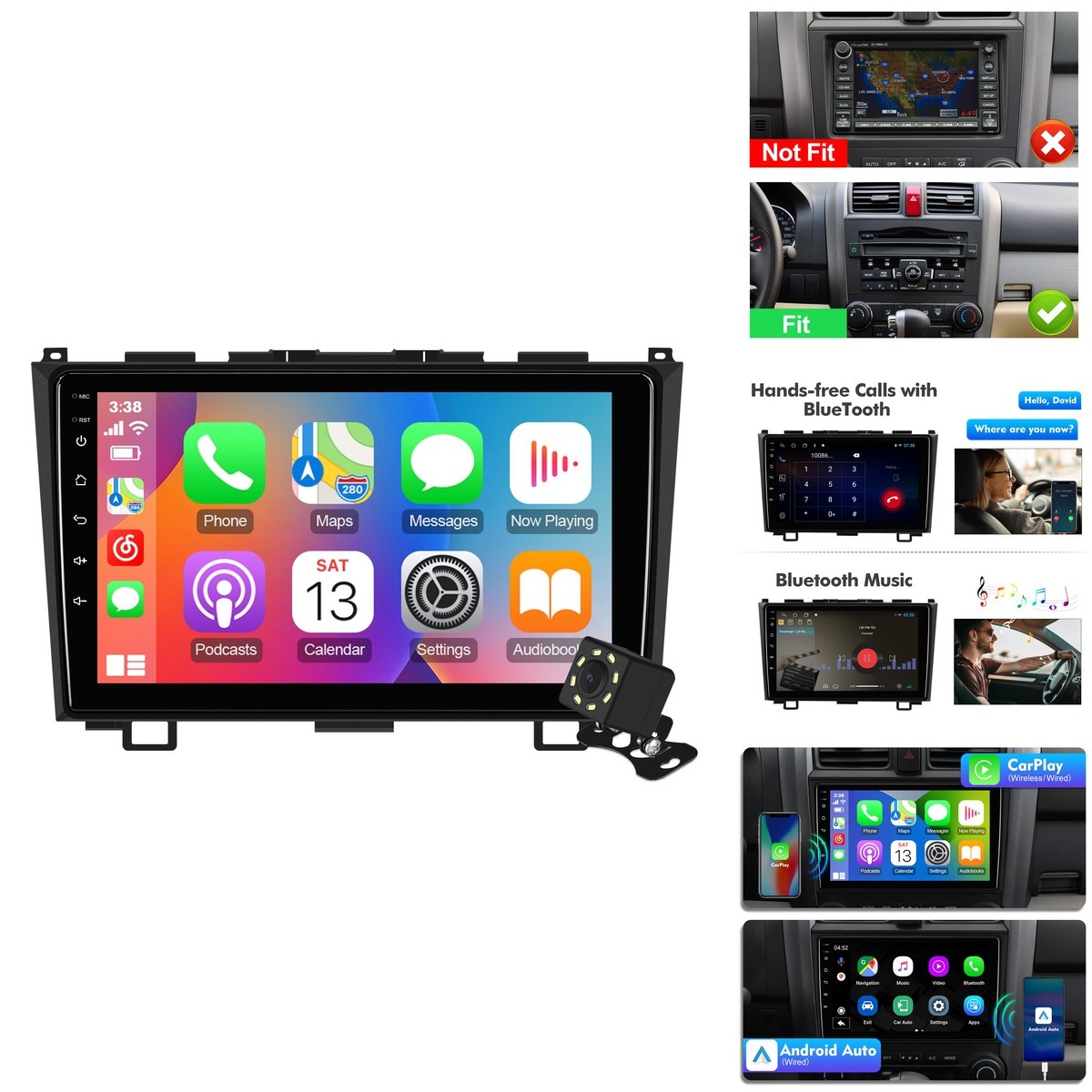 Feirton 9 Inches 10 Double Din Car Stereo For Honda Cr-V 2007 2008 2009 2010
