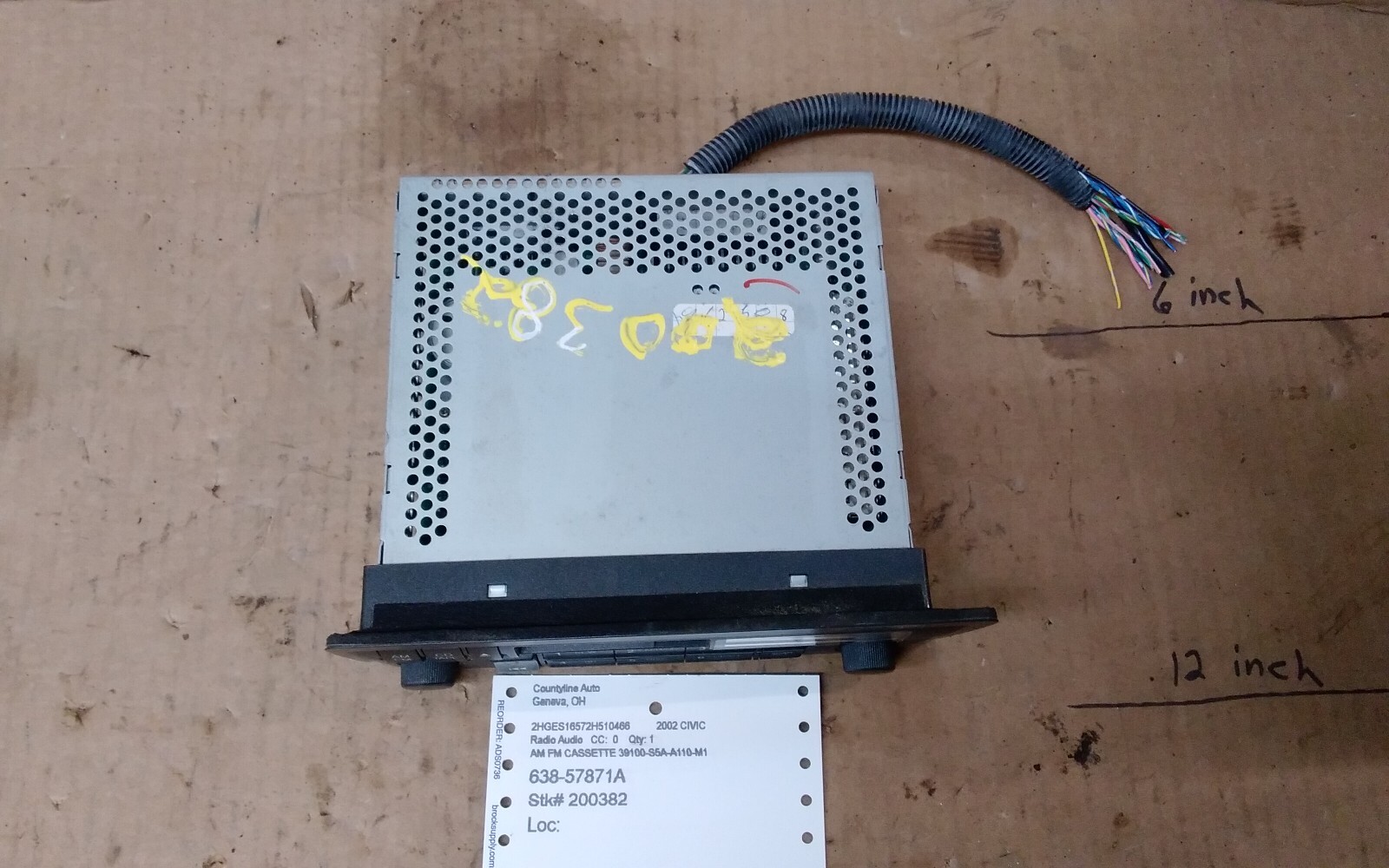 2002 HONDA CIVIC AM/FM CASSETTE RADIO ID- 39100-S5A-A110-M1 HD