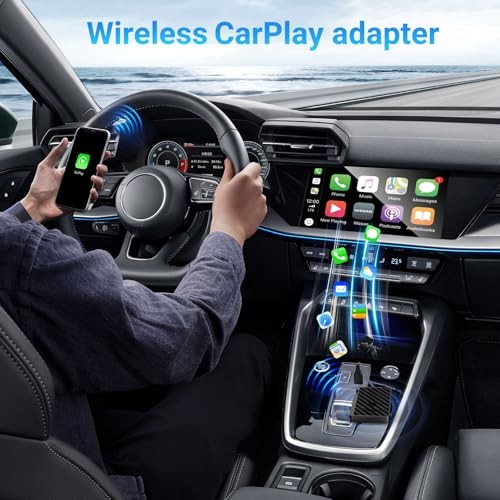 Apple CarPlay Wireless Adapter, Convert Wired CarPlay to carbon fiber color