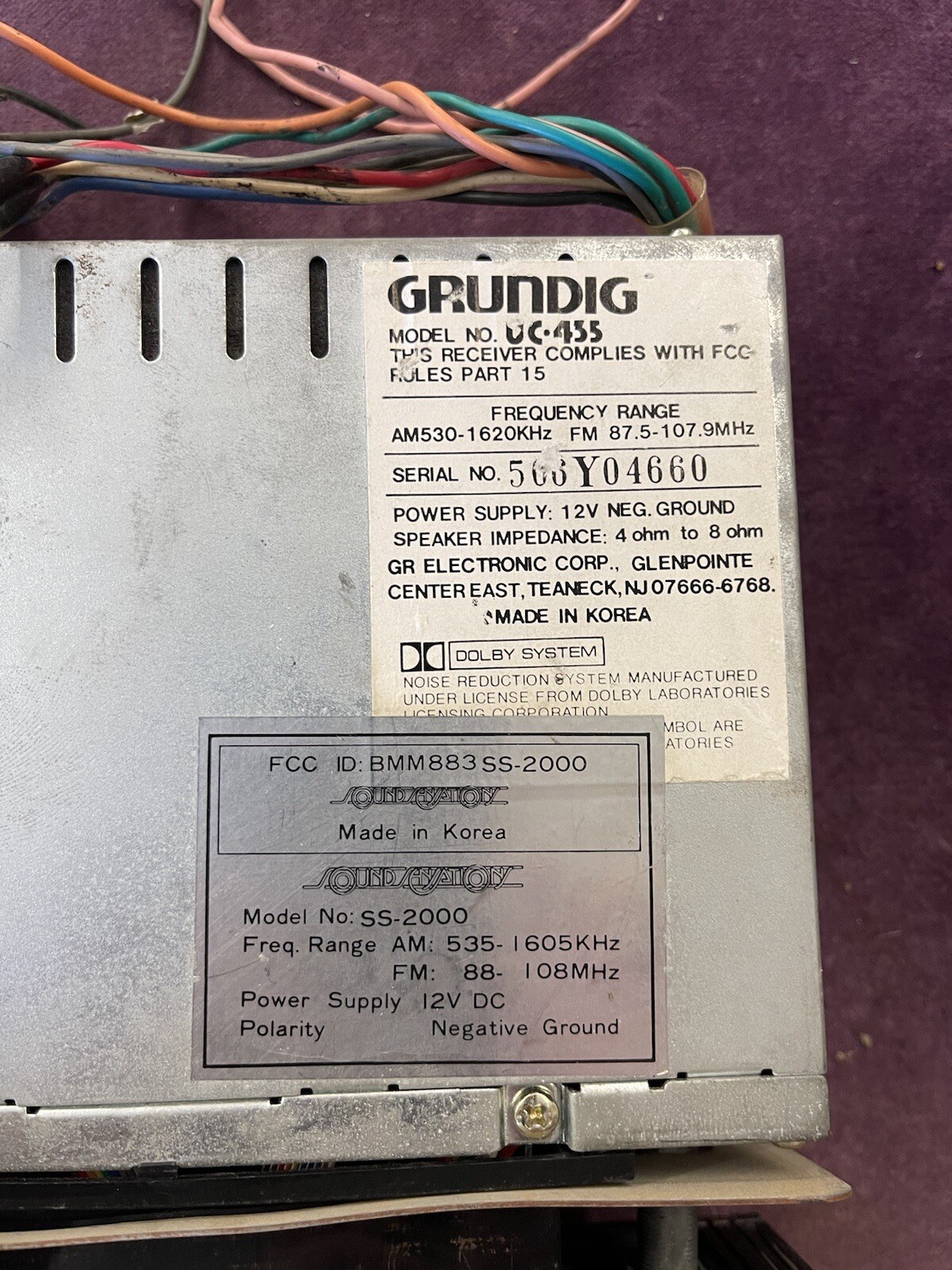 Vintage Original Grundig Car Radio UC-455 Cassette Stereo AM/FM Auto