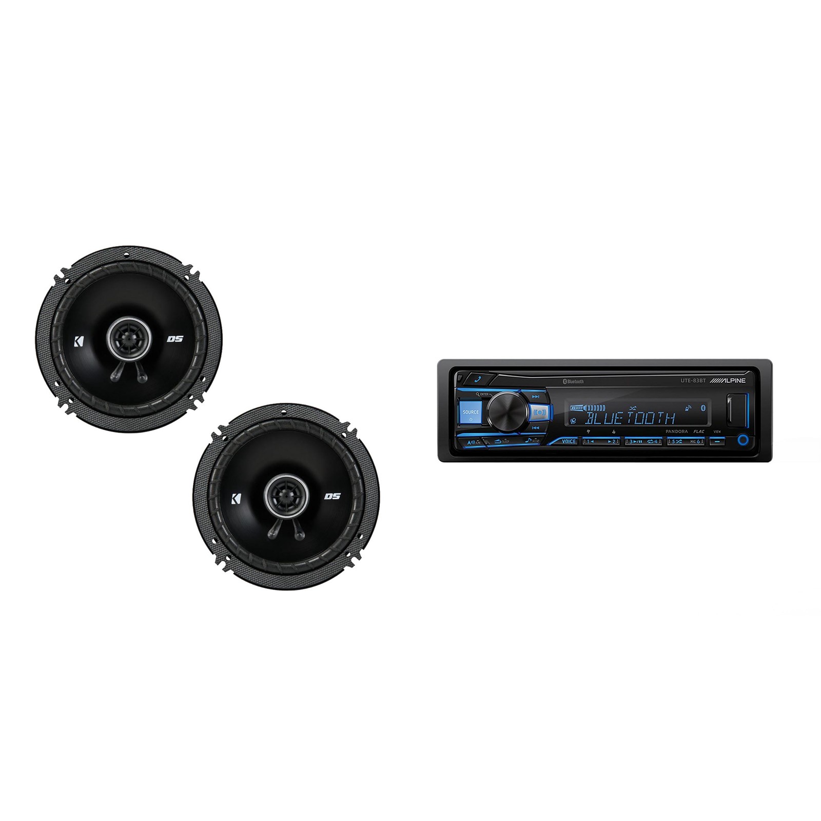 Alpine UTE-83BT Bluetooth Receiver & Kicker DSC 6.5″ Speakers