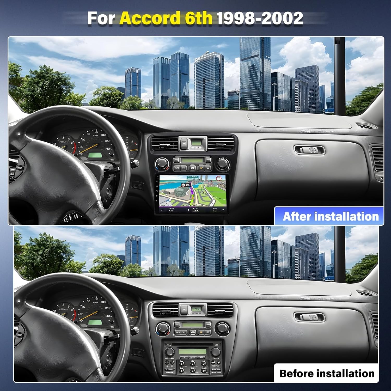 9″ Android 13 Double Din Car Stereo w/Carplay Android Auto for Honda Accord 6th