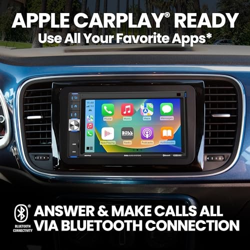 BCP62 Car Stereo – Apple CarPlay, Double Din, 6.2 Inch 6.2 Inch w/ Volume Knob