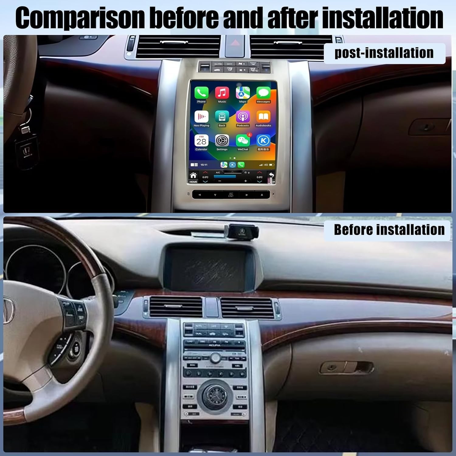 10.4″ Car Radio Stereo GPS Navigation Carplay 6+128GB For Acura RL 2004-2012