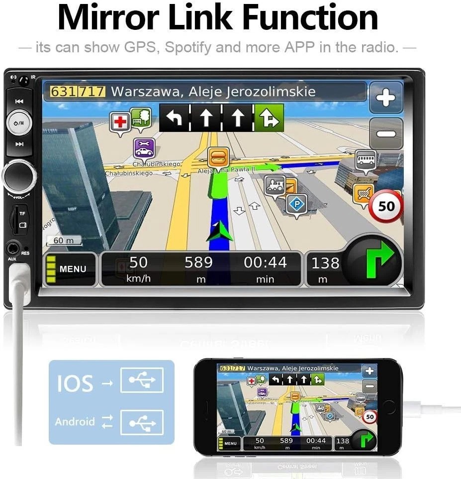 Advanced 7“ Touchscreen MP5 Car Player with Mirror Link & Steering Wheel Control