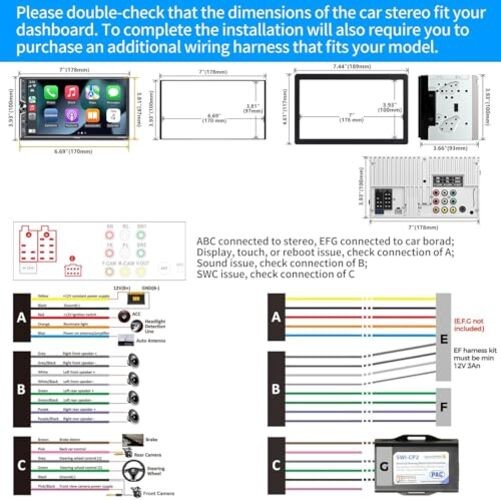 7″ Double Din Car Stereo Compatible with Wireless Apple CarPlay & Android
