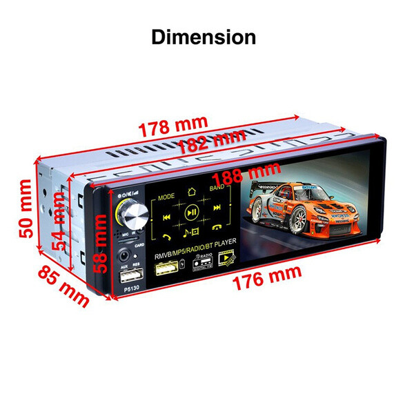 4.1inch HD Touch Screen Car 1 DIN MP5 Player FM AM RDS AUX USB w. 12 LED Camera