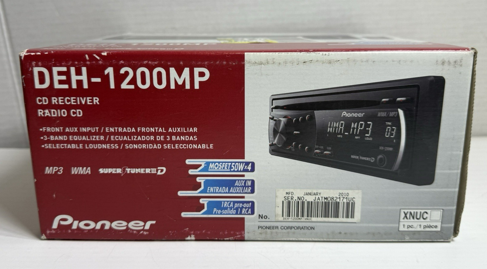Pioneer DEH-1200MP CD Player AM/FM WMA MP3 AUX Super Tuner w/ Remote & Box