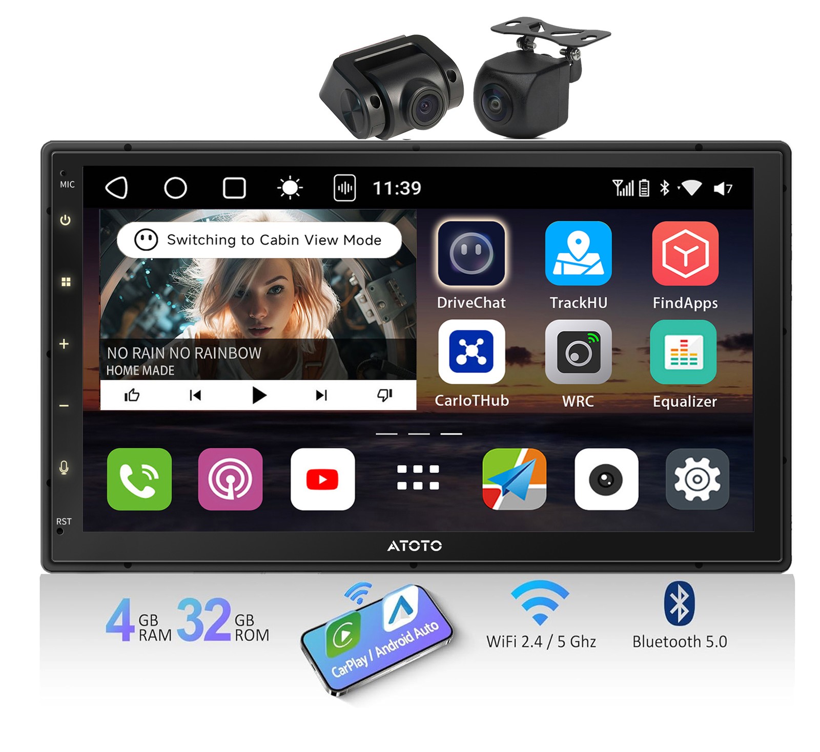 ATOTO S8MS 7in 2DIN Android Car Stereo Radios GenAI GPS 4G SIM Front&Rear Camera