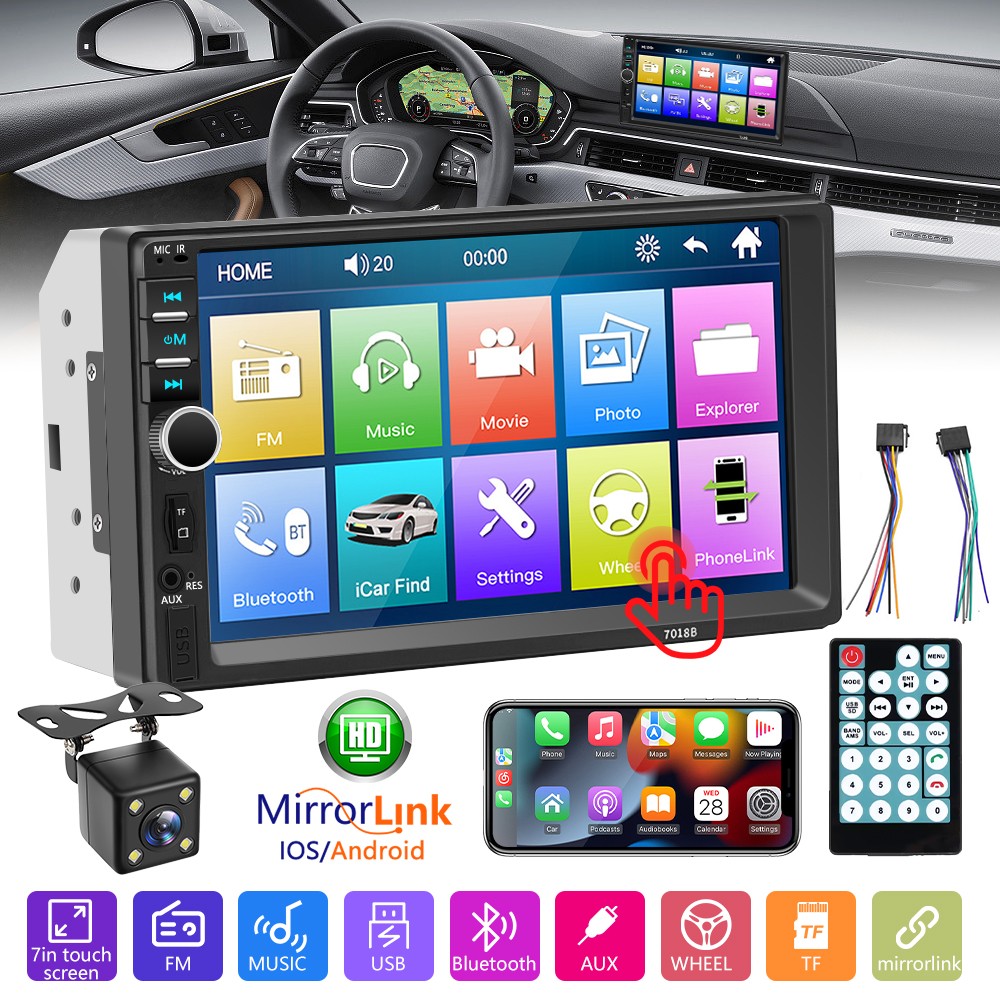 Radio Estereo De Pantalla Para Coche Carro MP5 Tactil 2 Din Bluetooth Con Camara