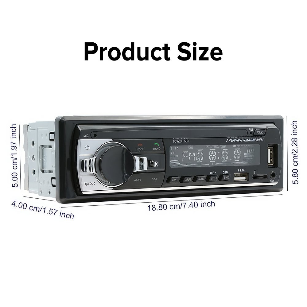 Car Radio Stereo Bluetooth FM Audio Head MP3/USB/SD/AUX In-Dash Unit Player 1Din
