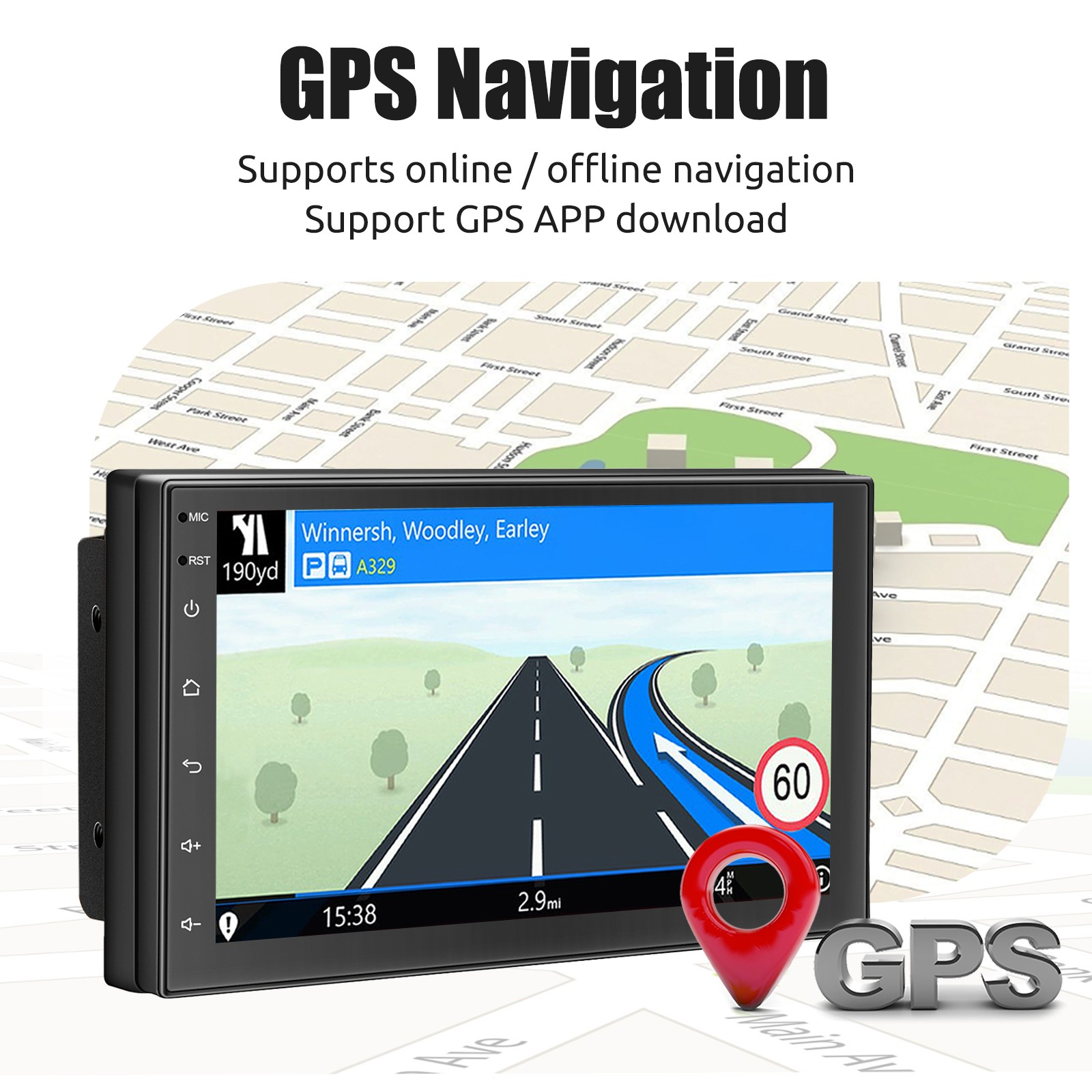 7″ 2G+32G Double 2DIN Android 15 CarPlay Car Stereo Radio GPS SAT NAVI Head Unit