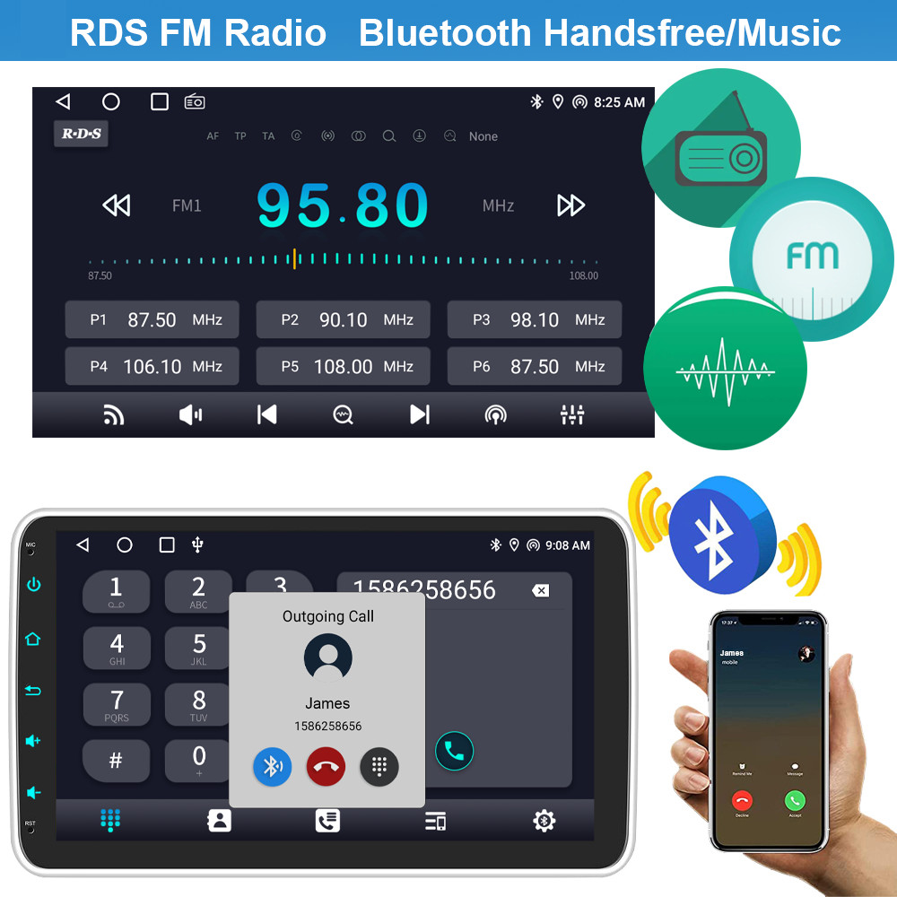 10.1″ IPS Android 13 8Core 4G LTE WiFi 1 DIN Car Radio Stereo GPS BT Audio DVR