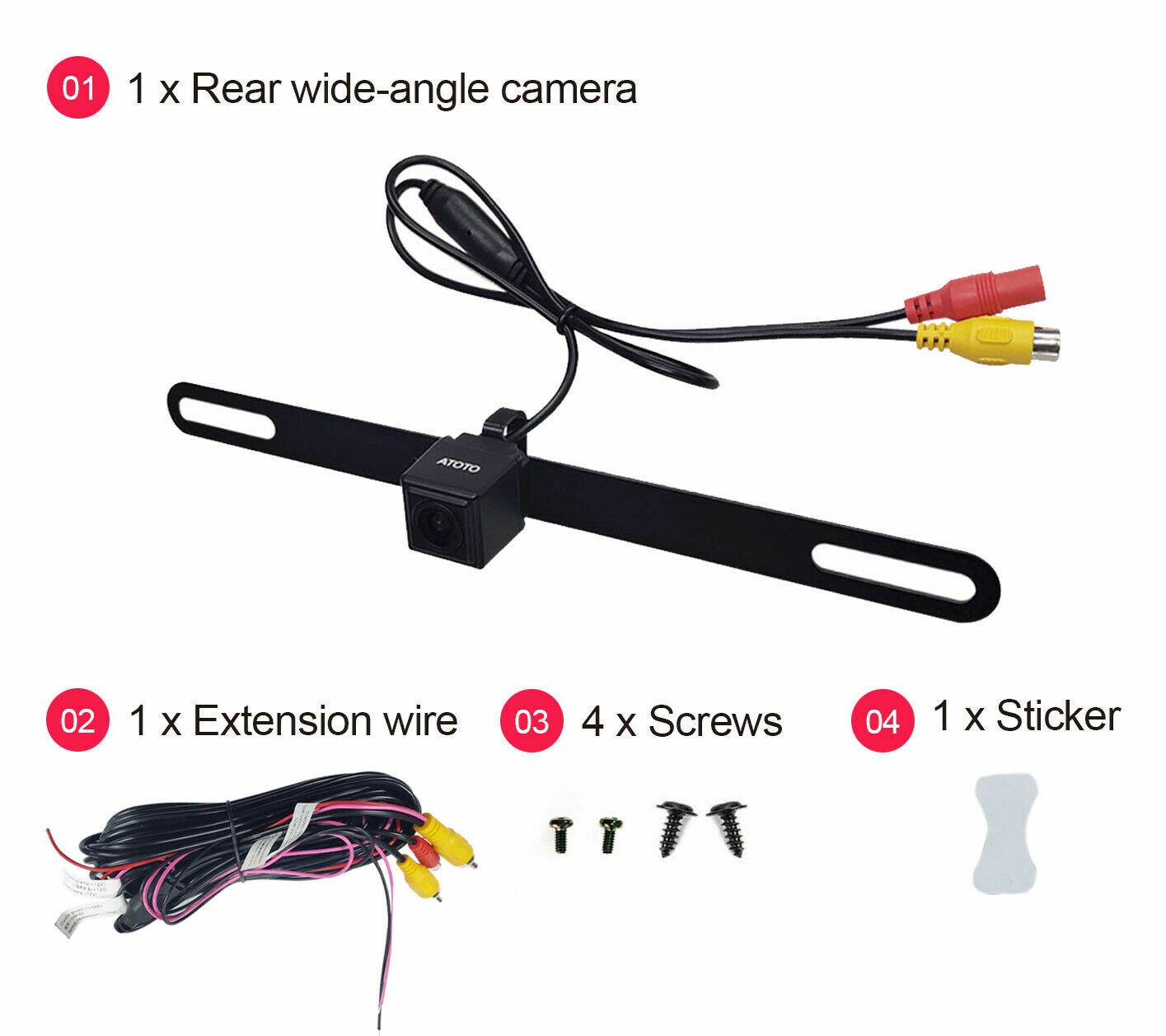 ATOTO 150° 720P Live Rearview HD Camera with Night Vision/Waterproof ACEHD02LRB