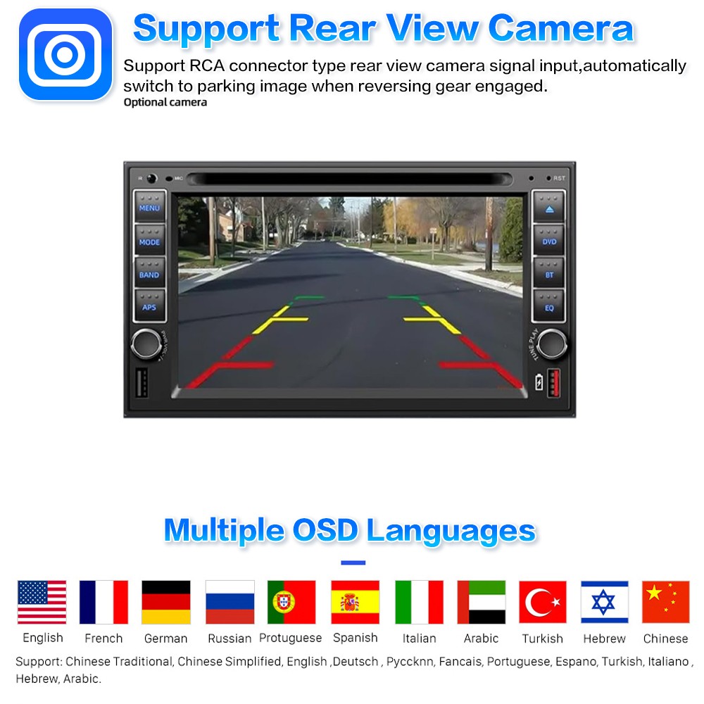 Remote control DVD/CD Player 2 Din 6.2″ Touch Screen USB/SD/AUX Stereo Bluetooth