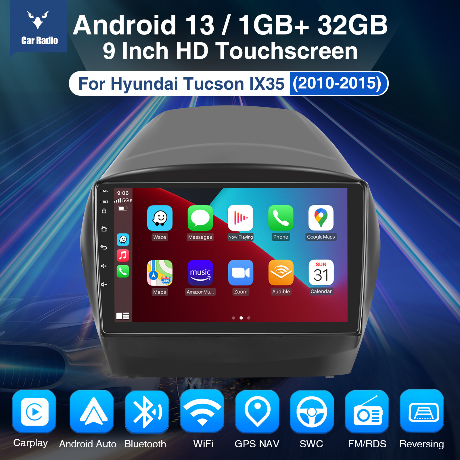 For Hyundai Tucson IX35 2010-2015 Apple Carplay Android 14 Car Stereo Radio GPS