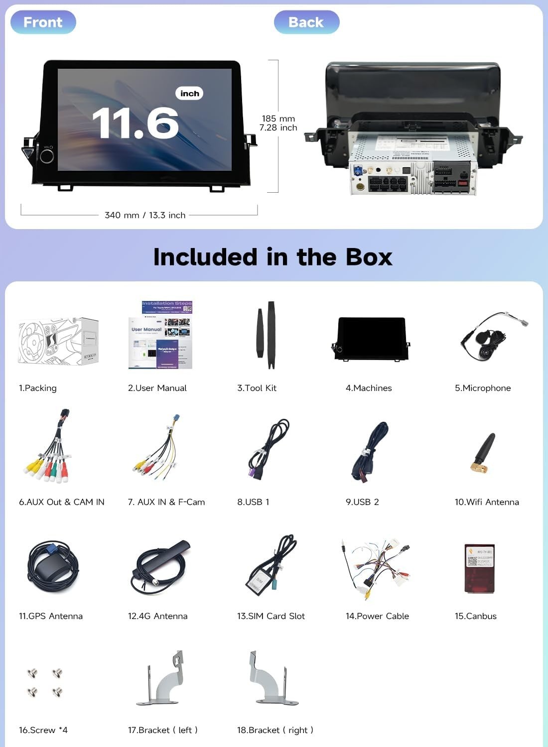 Roadanvi Android 14 6GB+128GB 11.6″ Car Stereo for Toyota Camry 2021-2023 4720