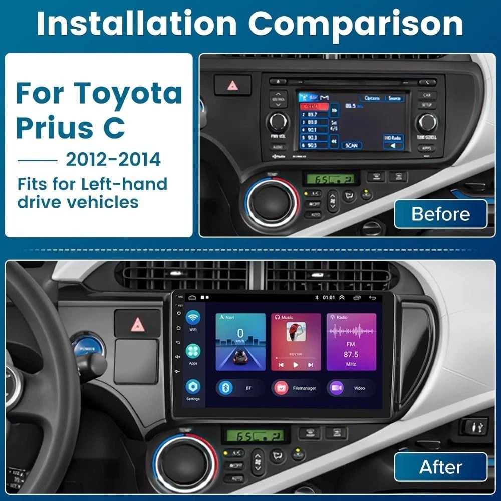 Android 15 Apple Carplay Car Stereo Radio For Toyota Prius C 2012-2014 GPS Navi