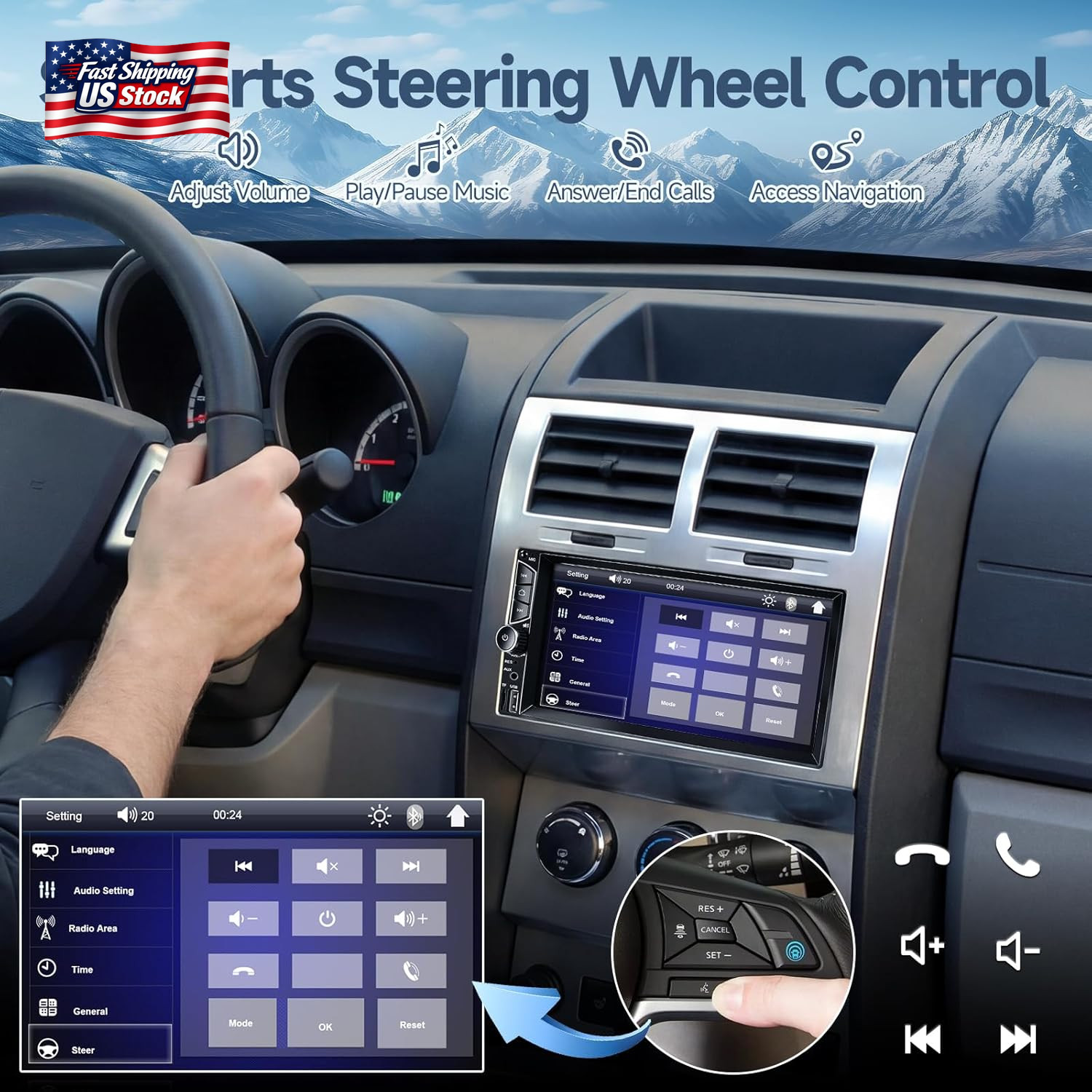 Leadfan 7Inch Car Stereo Double Din Radio Touchscreen with Backup Camera Multime
