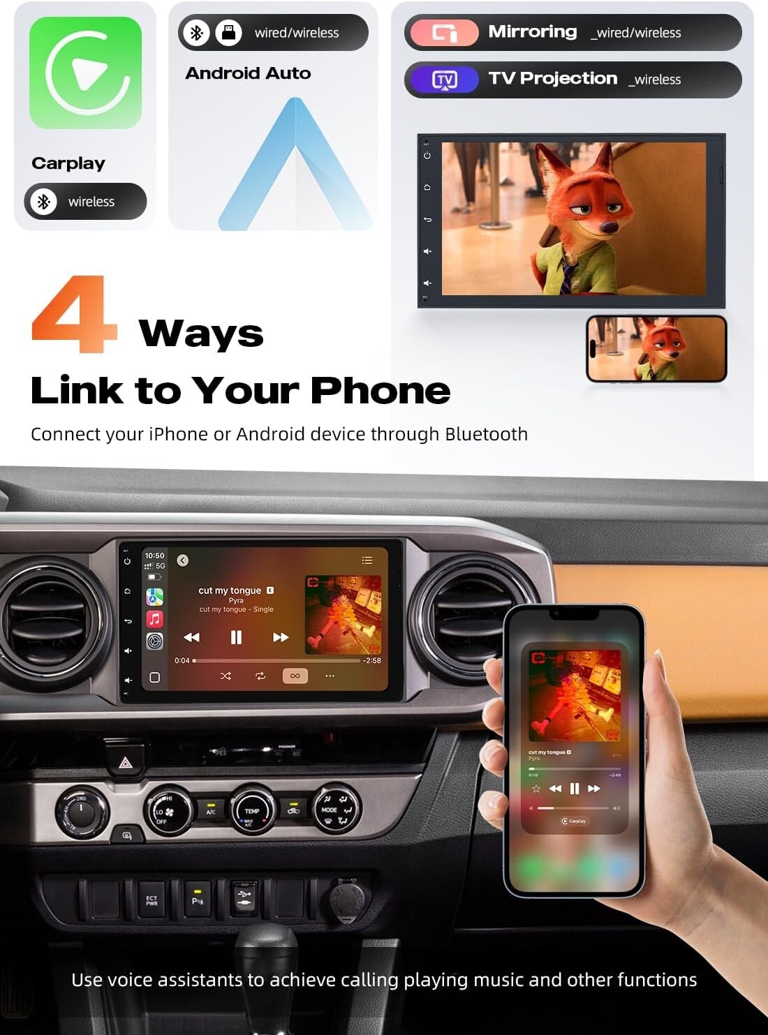 Dasaita 9″ Car Stereo for Toyota Corolla/Tacoma/Sienna/Prius CarPlay 4G LTE GPS