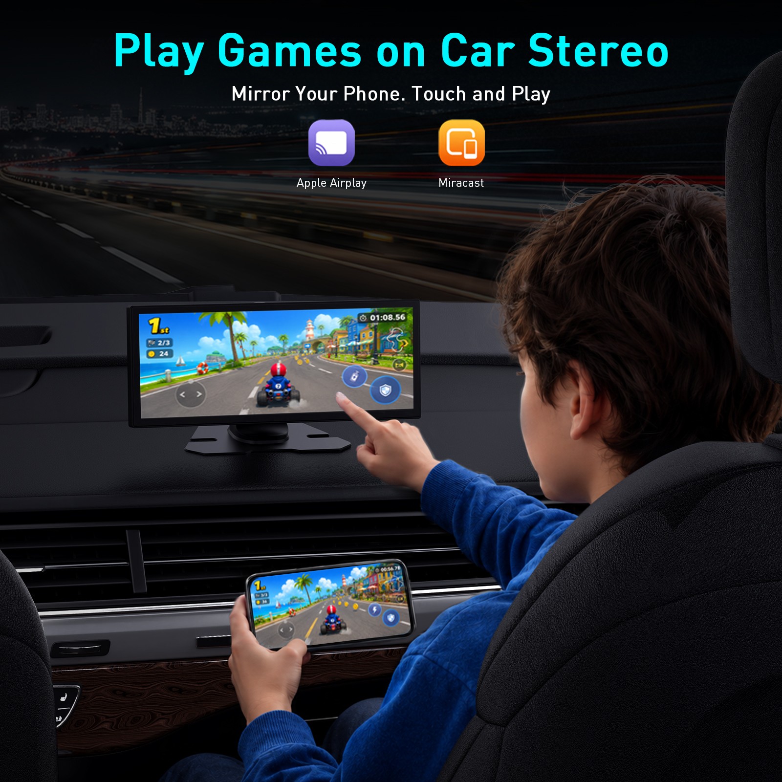 11.26″ Car Stereo Wireless Apple CarPlay Android Auto FM Touch Screen Radio Cam