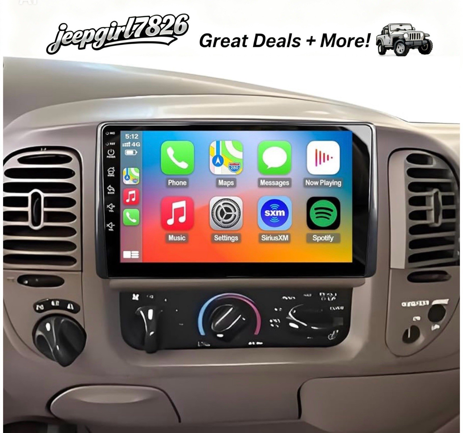Car Stereo Radio 1999-2003 F150 QLED Touch Screen CarPlay Android Auto