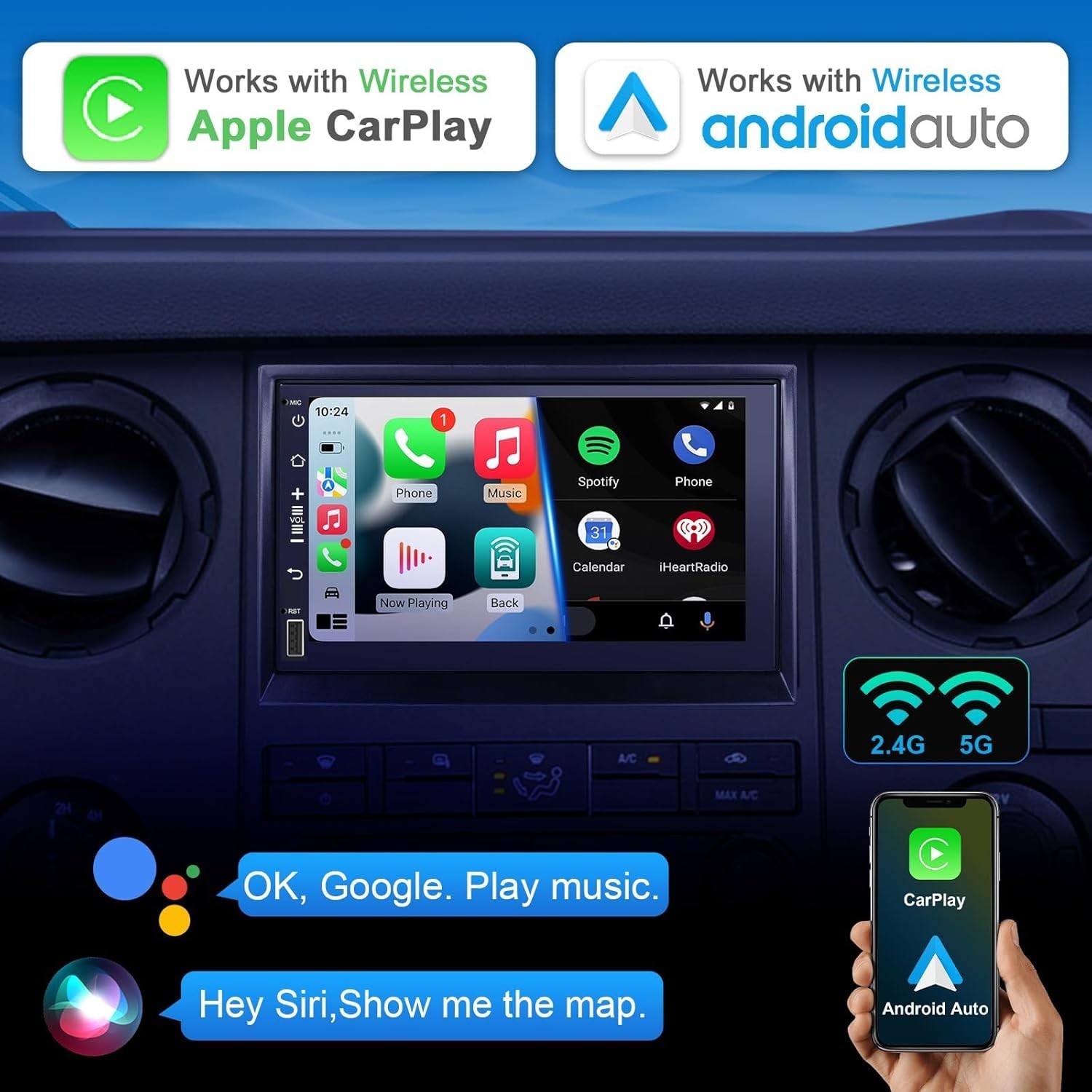 7″ 8Core 4+32G Android Auto Carplay for Ford F150 F250 Focus 2004-2014 +More