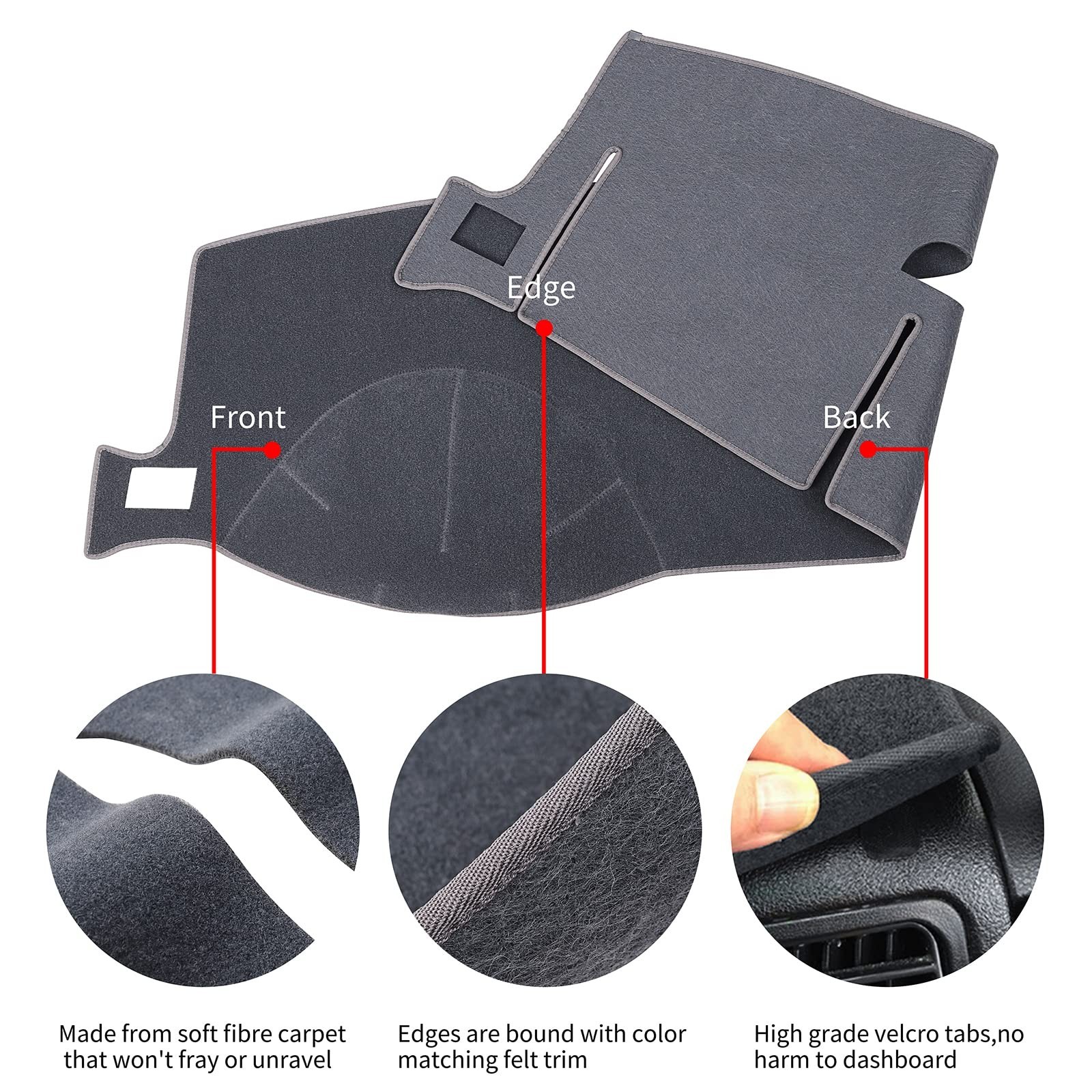 Gray Polyester Dashboard Cover – Fit for 2007-2014 Chevy Tahoe, Avalanche, Su…