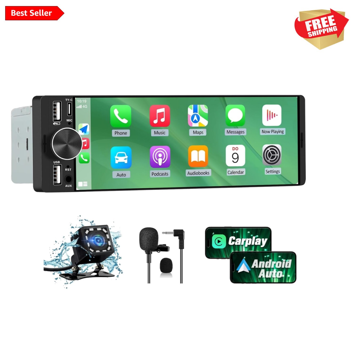 Compact Single DIN Car Stereo with Dual USB Ports & DSP Tuning for Optimal Sound
