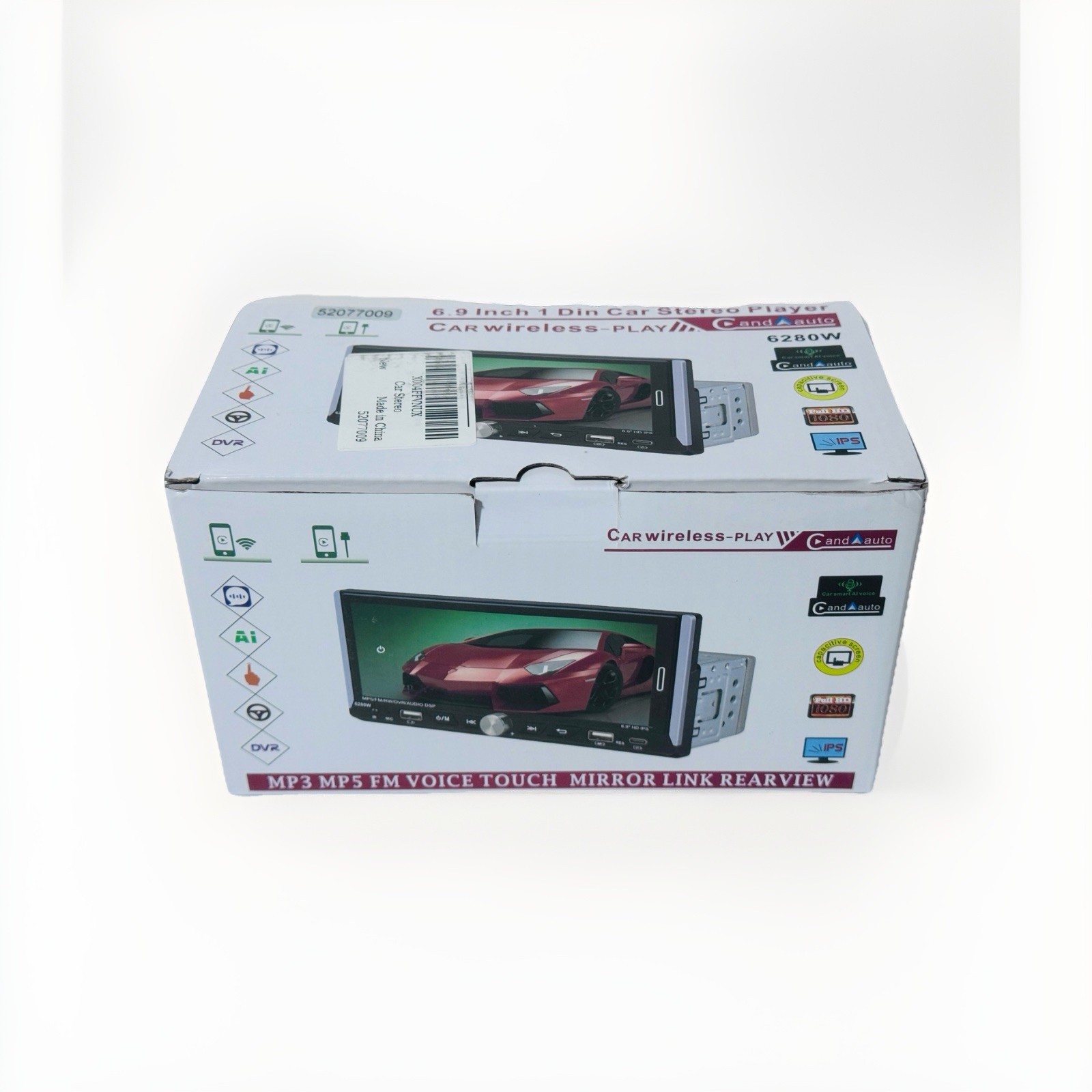 Car Play Bluetooth Single Din Car Stereo with Backup Camera 6.9 IPS Touchscreen