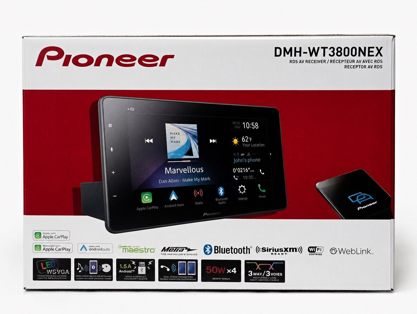 Pioneer DMH-WT3800NEX 2 DIN RDS AV Receiver Touchscreen CarPlay Android Auto