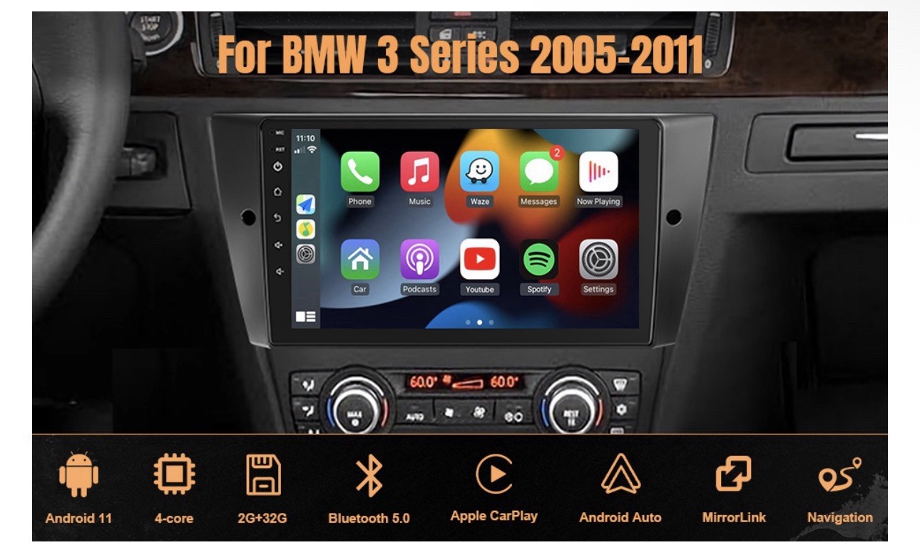 Naifay Android Car Radio for BMW 3 Series (E90/91/92/93) Touchscreen, Back Up Ca